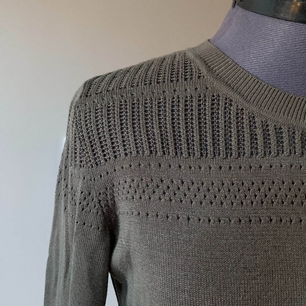 BR olive sweater with knit detail